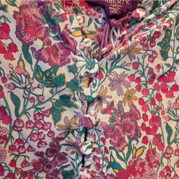 J CREW Liberty Floral Pink and Green Cotton Blouse NWT  XSMALL - Picture 11 of 16